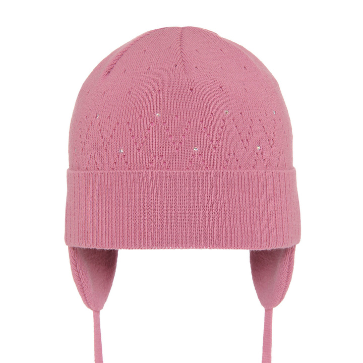 Bonnet automne/printemps fille, rose, avec liens, Apka