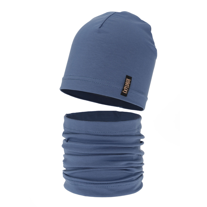 Ensemble automne/printemps garçon: bonnet et snood, bleu, Hobart