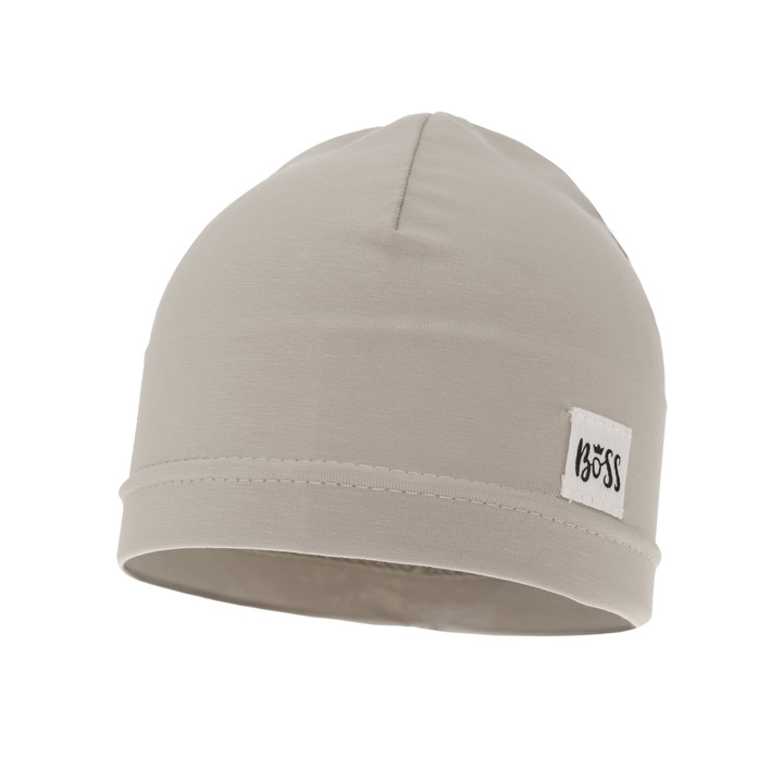 Bonnet automne/printemps garçon, beige foncé, coton, Niki