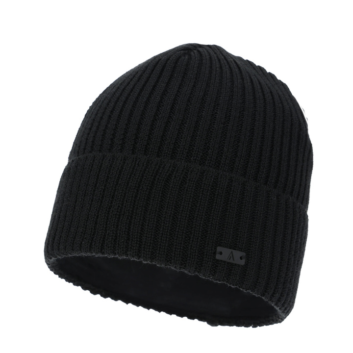 Bonnet d'hiver pour homme, noir, avec laine mérinos, Jeffrey