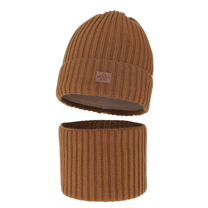Ensemble d'hiver garçon: bonnet et snood, camel, Fargo
