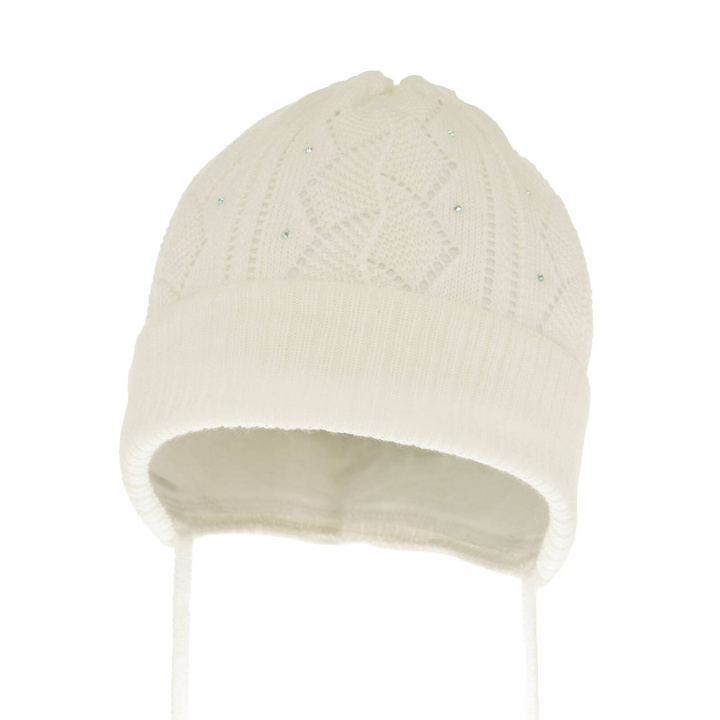 Bonnet automne/printemps fille, crème, avec liens, Marinetta