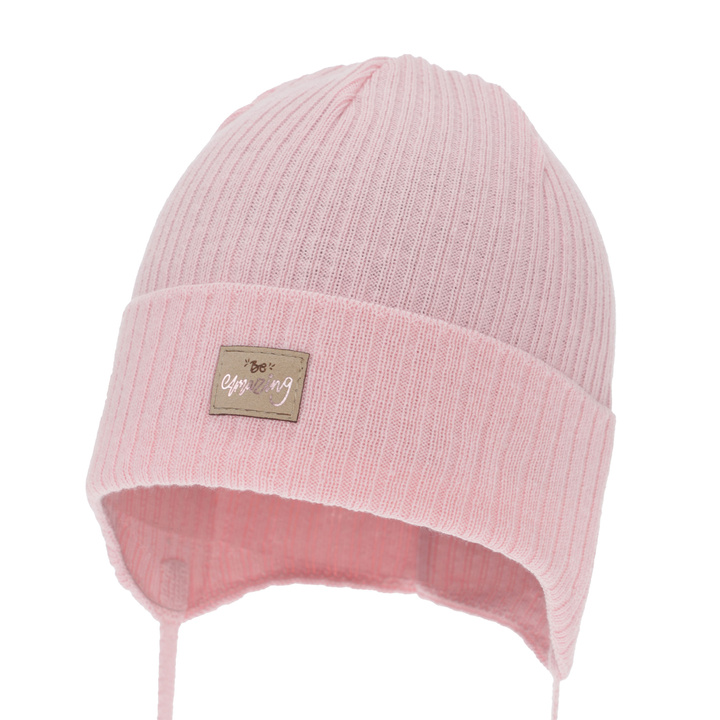 Bonnet automne/printemps fille, rose, avec liens, avec coton, Tindra