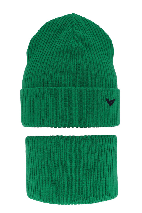 Ensemble d'hiver garçon: bonnet et snood, vert, Romeo