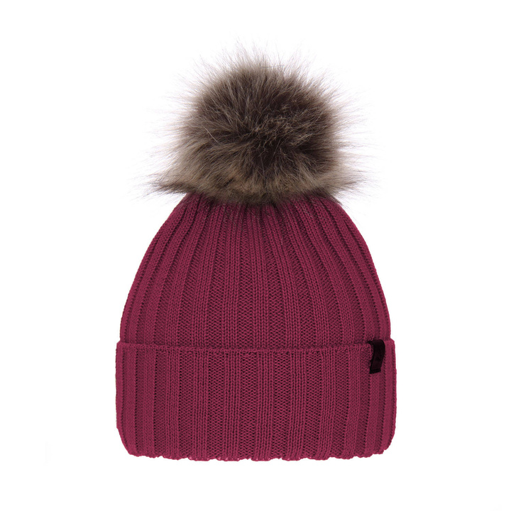 Bonnet d'hiver femme, rose, avec laine mérinos, Texa