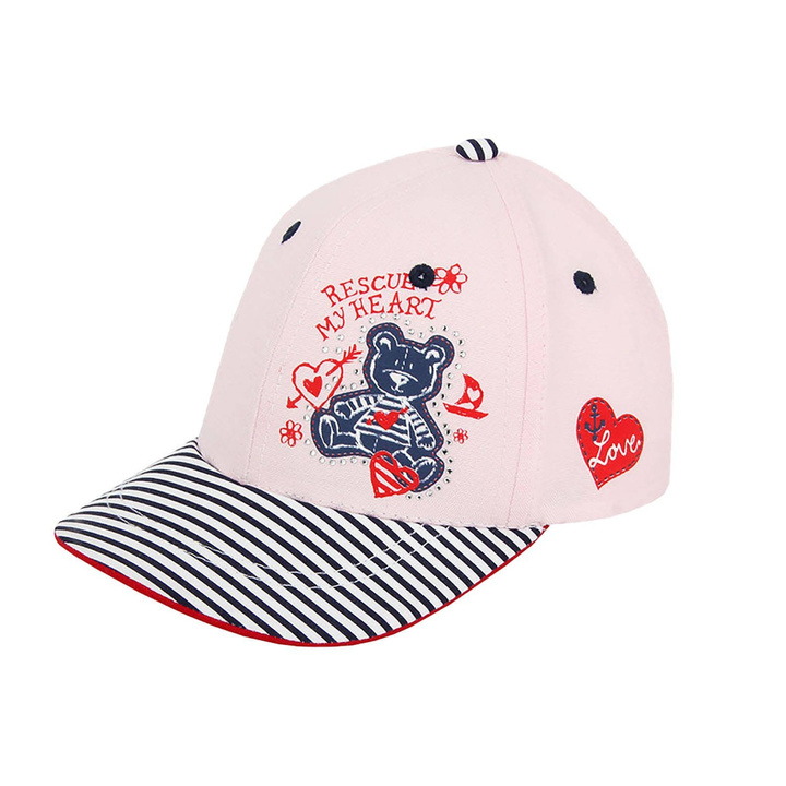 Casquette fille printemps, rose, en coton, à visière rayée, Ala