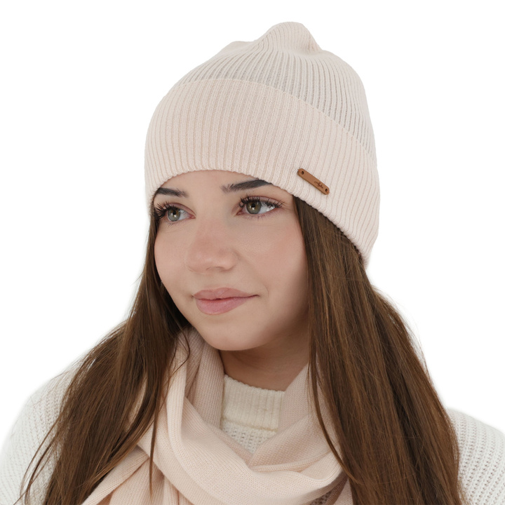 Bonnet automne/printemps femme, rose clair, 100% Laine Mérinos, Flerra