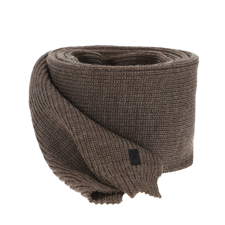 Écharpe d'hiver homme, marron, avec laine mérinos Algor