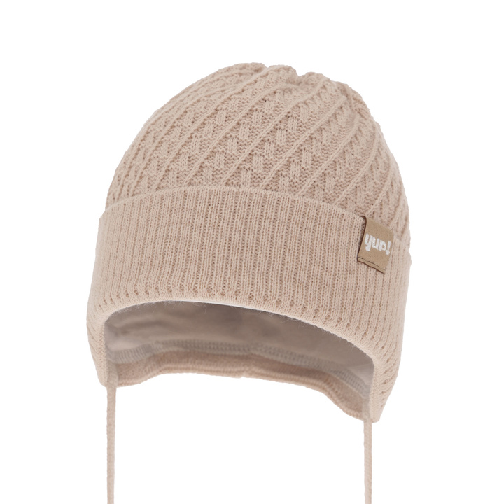 Bonnet automne/printemps fille, beige, avec liens, Dafia