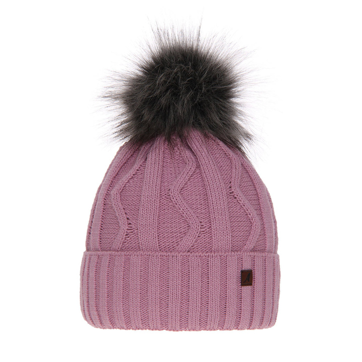 Bonnet d'hiver femme, violet, avec pompon, Renika