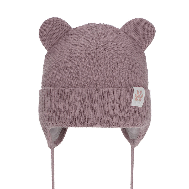 Bonnet d'hiver fille, lilas, avec liens, Lala