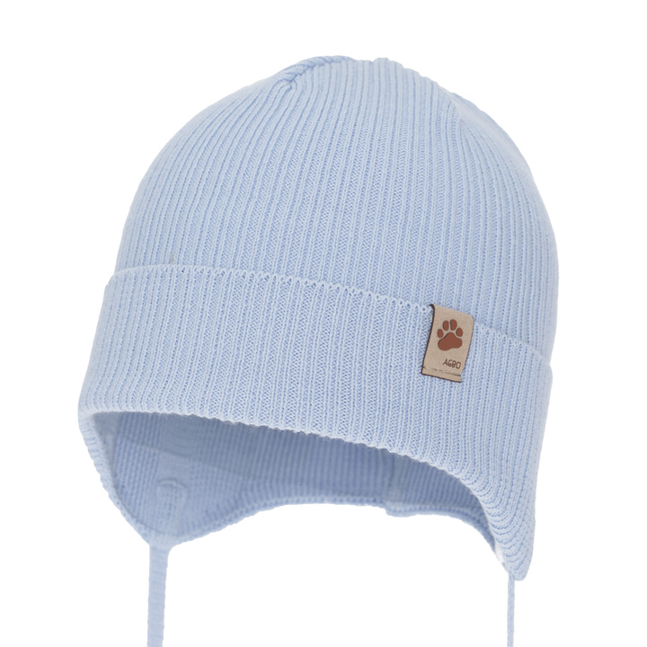 Bonnet automne/printemps garçon, bleu clair, avec liens, 100% coton, Elmar