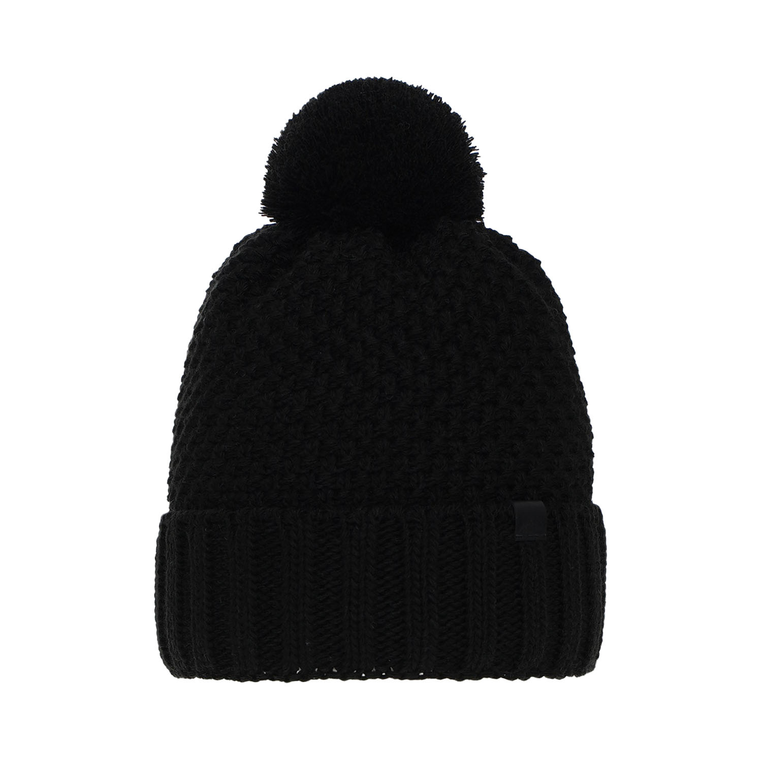 Bonnet d'hiver garçon, noir, avec pompon, Polins