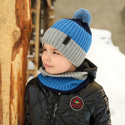 Ensemble d'hiver garçon: bonnet et snood, noir, Karson