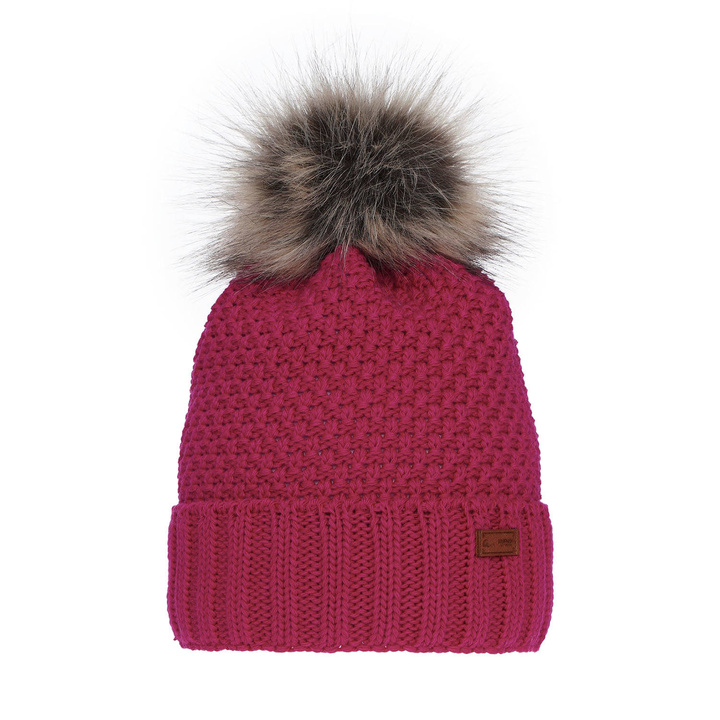 Bonnet d'hiver fille, rose, avec pompon, Pola