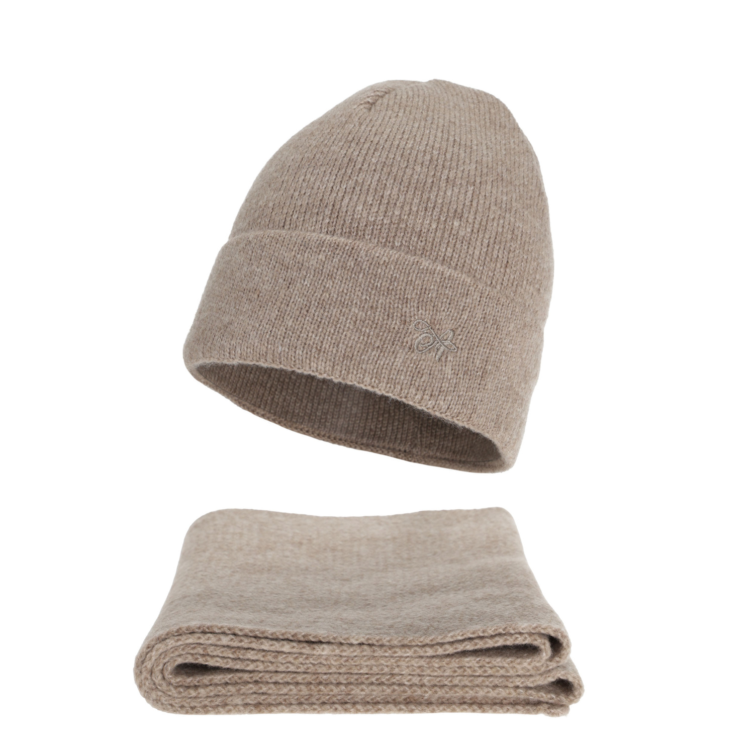 Ensemble d'hiver femme: bonnet et écharpe, beige, Rava