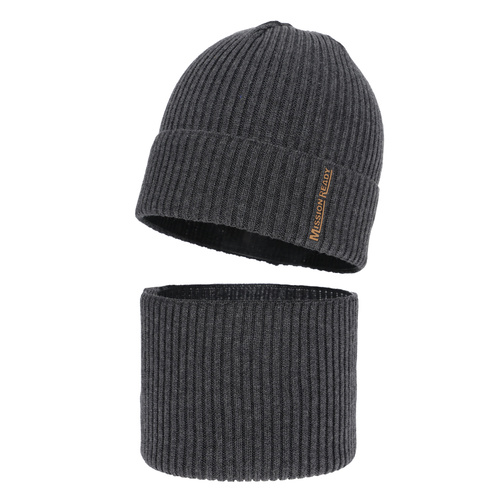 Ensemble bonnet et tour de cou garçon automne, printemps, avec coton, gris, Norwin