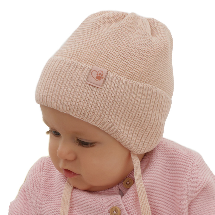 Bonnet d'hiver fille, morel, avec liens, avec laine mérinos, Dari