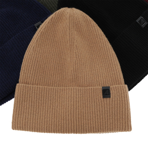 Bonnet d'hiver homme, khaki, avec laine mérinos et cachemire, Azuryt