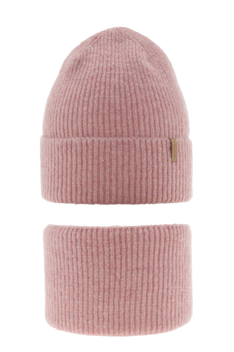 Ensemble d'hiver fille: bonnet et snood, rose, Edila