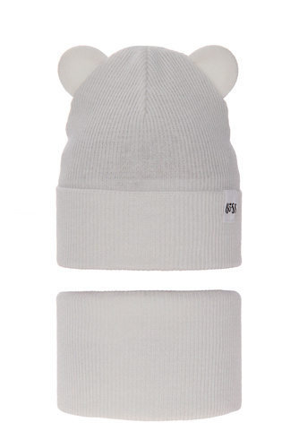 Ensemble automne/printemps fille: bonnet et snood, avec coton, crème, Kajra