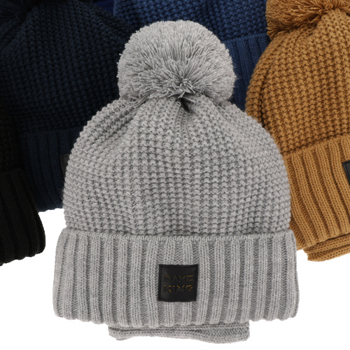 Ensemble d'hiver garçon: bonnet et snood, brun, avec pompon, Conan