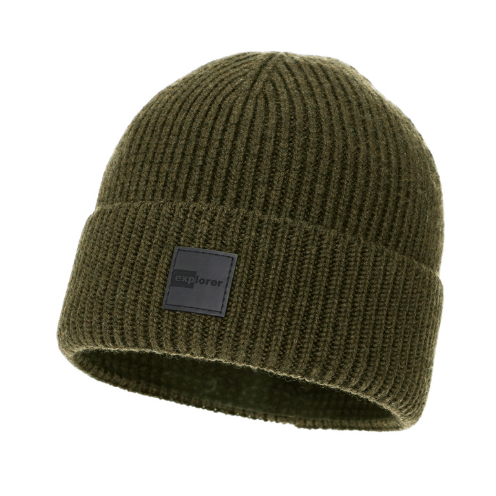 Bonnet d'hiver homme, khaki, 100% Laine Mérinos, Iron