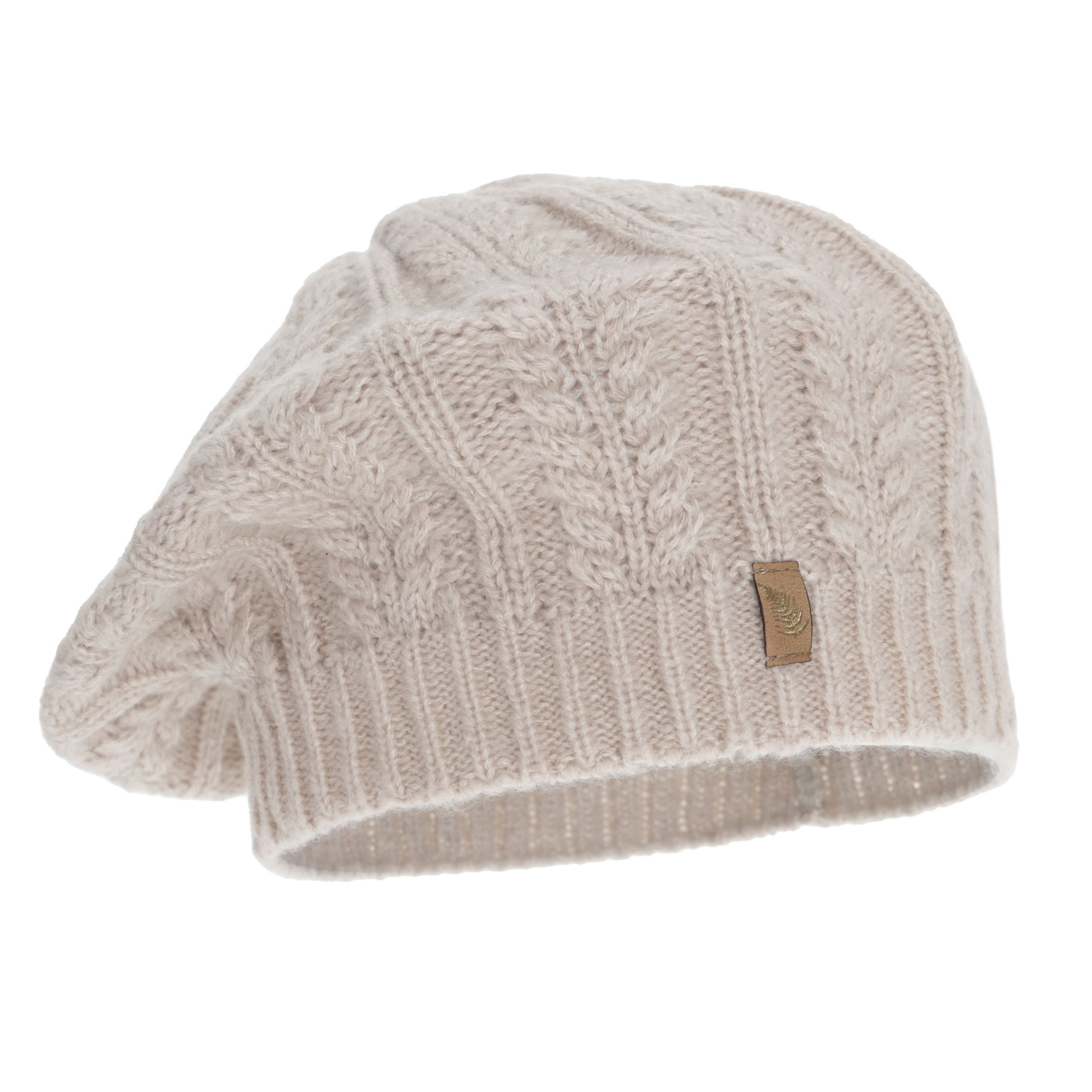 Béret d'hiver femme, beige, avec laine mérinos, Senja