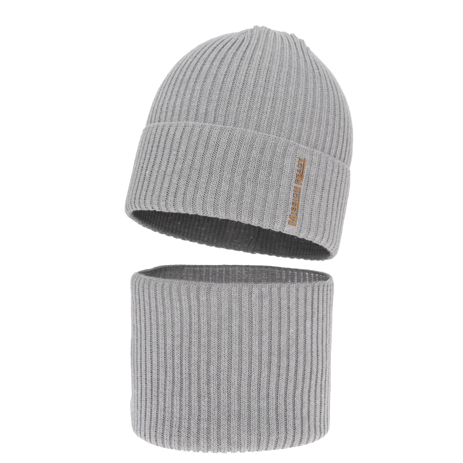 Ensemble bonnet et tour de cou garçon automne, printemps, avec coton, gris, Norwin