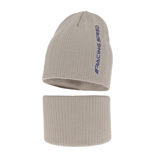 Ensemble automne/printemps garçon: bonnet et snood, avec coton, beige, Kolorado