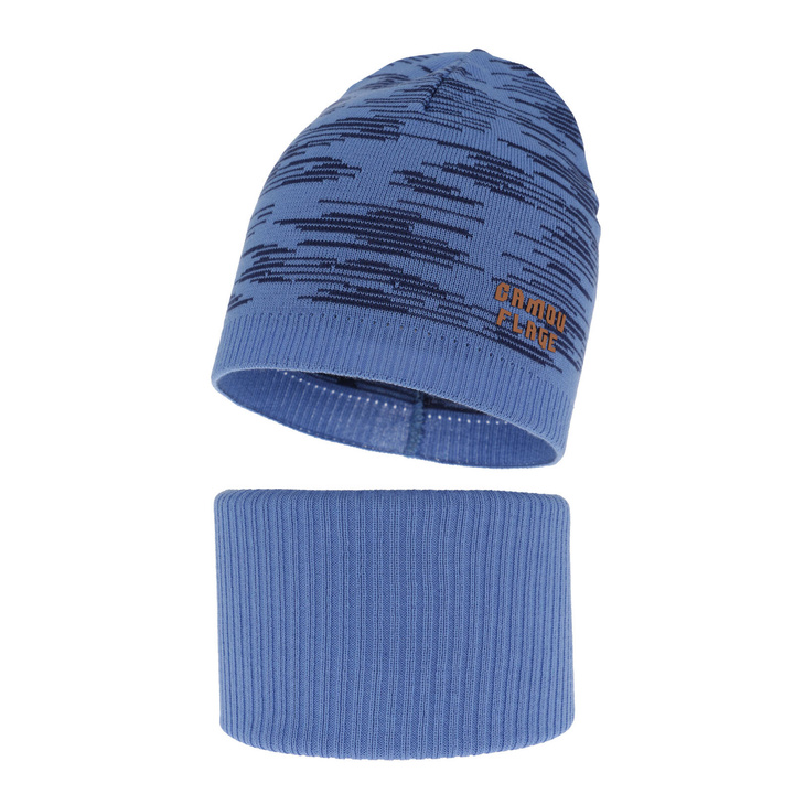 Ensemble automne/printemps garçon: bonnet et snood, avec coton, bleu, Carter