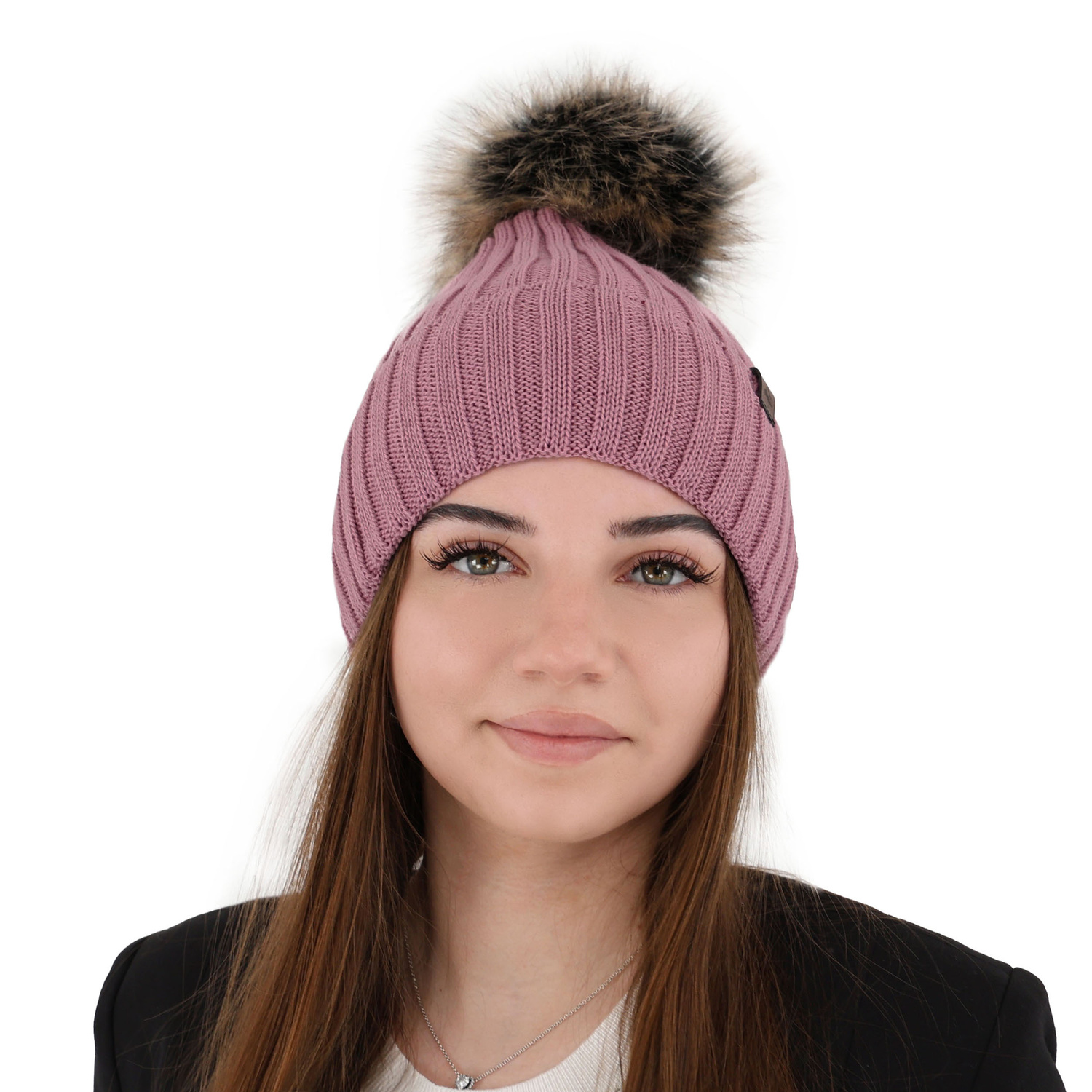 Bonnet d'hiver femme, violet, avec laine mérinos, Texa