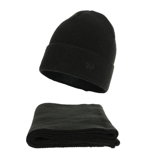 Ensemble d'hiver femme: bonnet et écharpe, noir, Rava