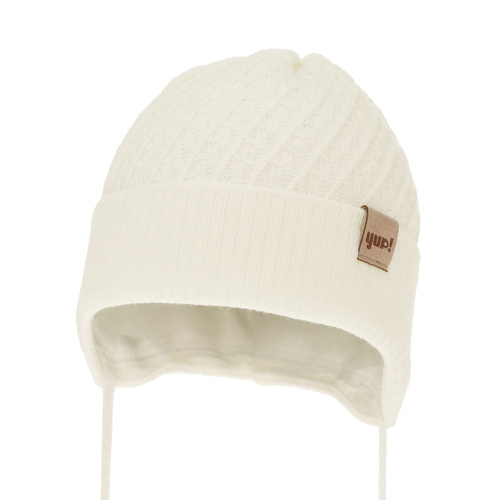 Bonnet automne/printemps garçon, crème, avec liens, David