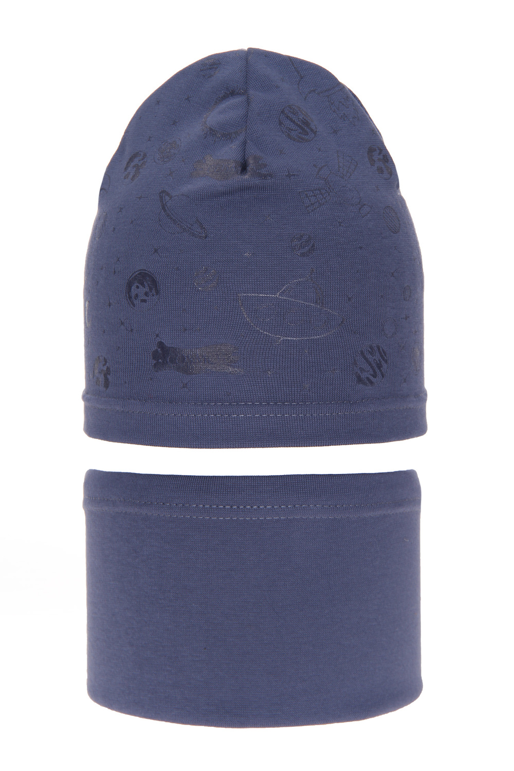 Ensemble automne/printemps garçon: bonnet et snood, bleu, en coton, Kosmos
