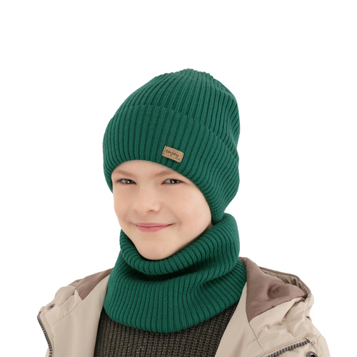 Ensemble automne/printemps garçon: bonnet et snood, bleu, 100% Laine Mérinos Extrafine, Intro