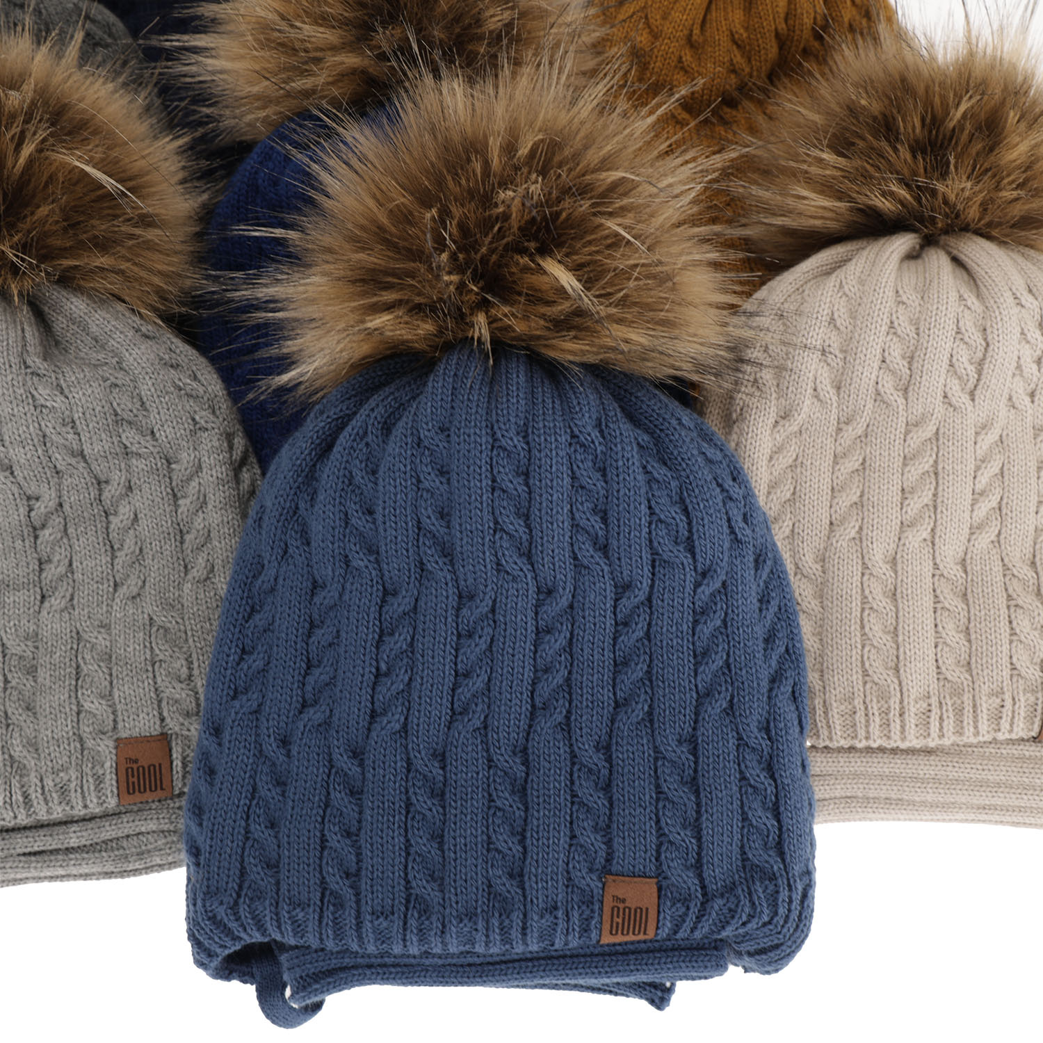 Ensemble d'hiver garçon: bonnet et snood, bleu clair, avec pompon, avec liens, Indigo