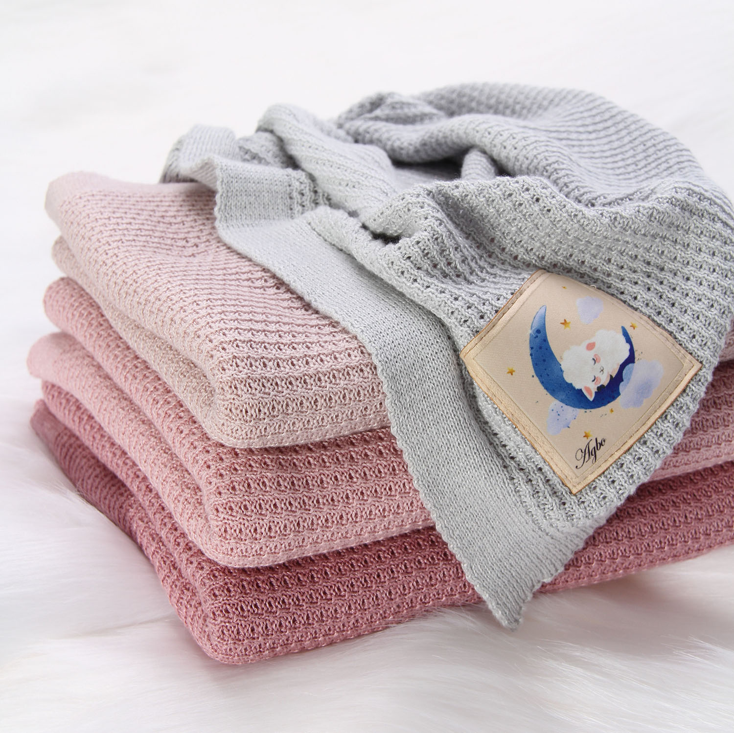 Couverture bambou-coton pour bébé, grise, délicate, Bambini