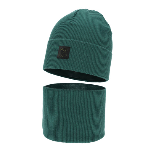 Ensemble automne/printemps garçon: bonnet et snood, avec coton, szmaragdowy, Jonas