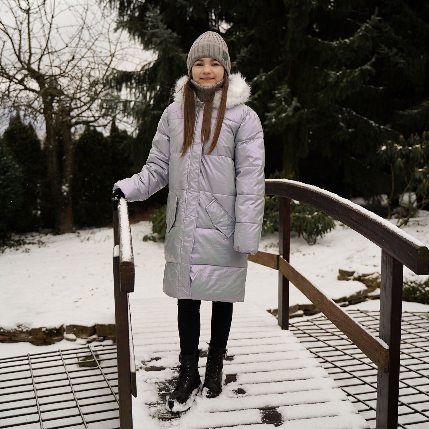 Ensemble d'hiver fille: bonnet et snood, noir, Sula