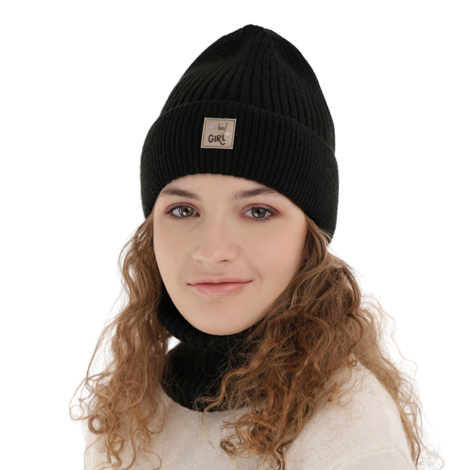 Ensemble d'hiver fille: bonnet et snood, rose, Georgina