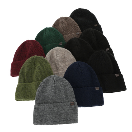 Bonnet d'hiver homme, noir, avec laine mérinos, Korins