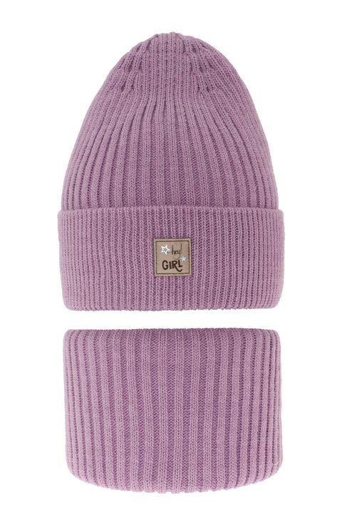 Ensemble d'hiver fille: bonnet et snood, violet, Georgina