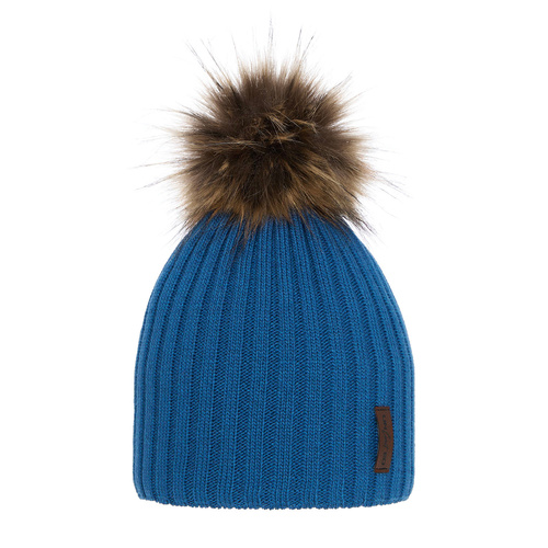 Bonnet d'hiver garçon, bleu, avec pompon, Amur