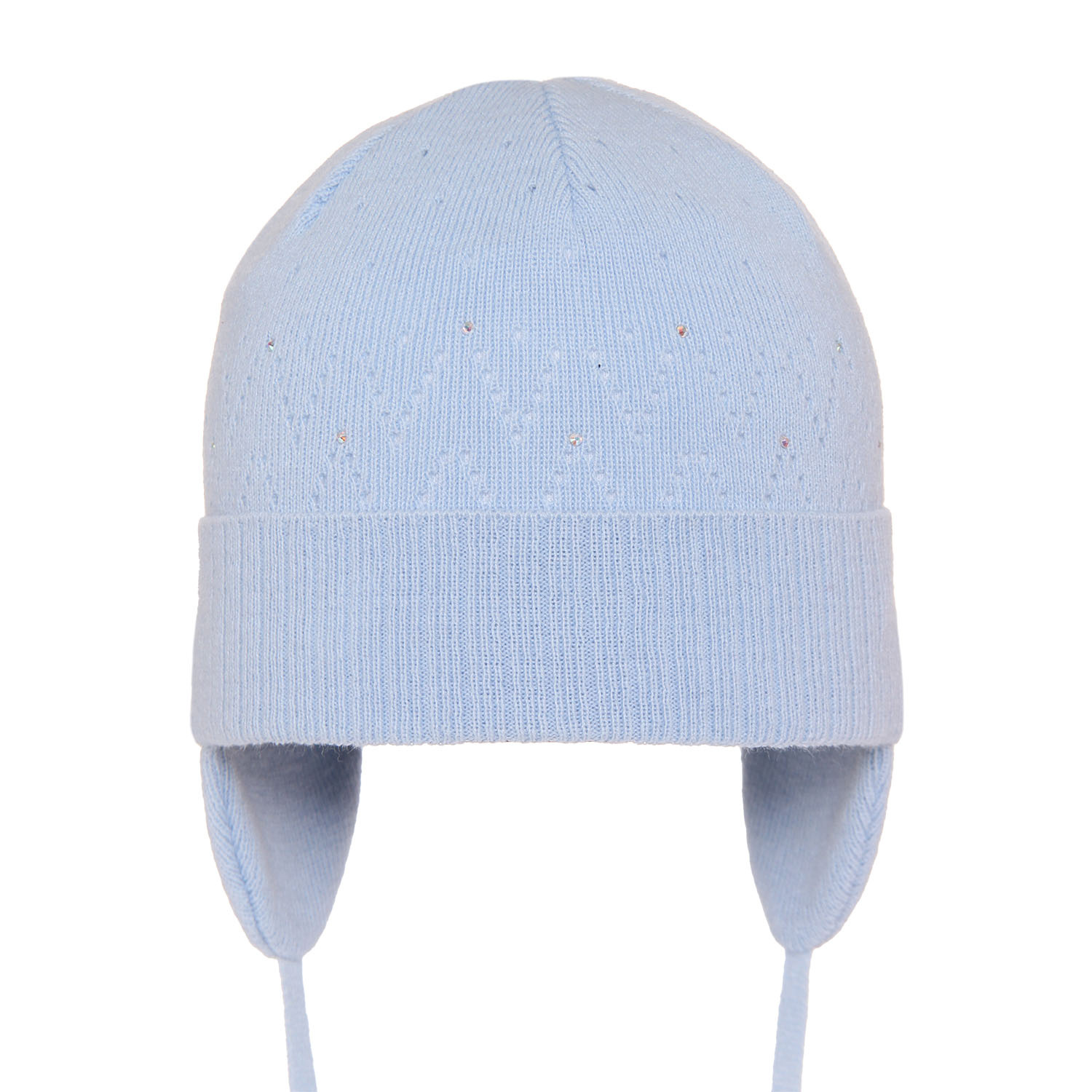 Bonnet automne/printemps fille, bleu, avec liens, ajouré, Apka