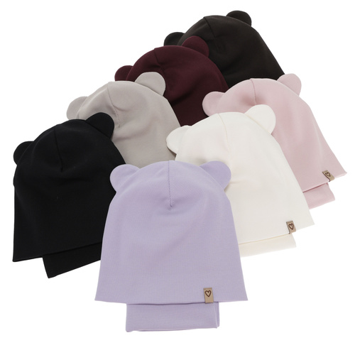 Ensemble automne/printemps fille: bonnet et snood, coton, crème, Luminia