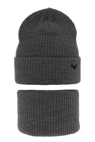 Ensemble d'hiver garçon: bonnet et snood, gris, Romeo