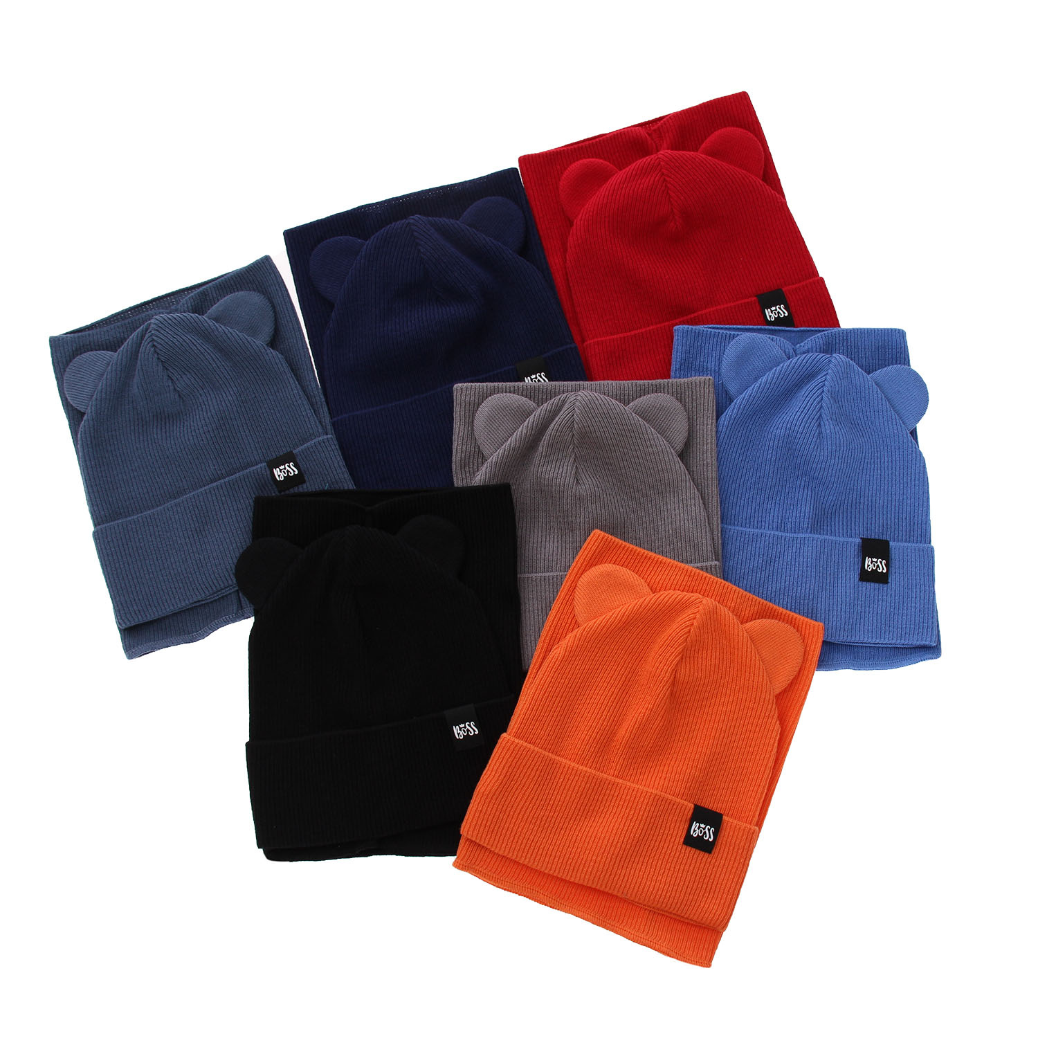 Ensemble automne/printemps garçon: bonnet et snood, avec coton, bleu marine, Grajan