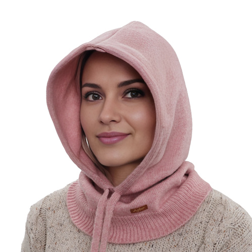 Cagoule d'hiver femme, rose, avec laine mérinos, Elizabeth
