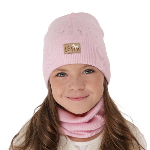 Ensemble automne/printemps fille: bonnet et snood, avec coton, violet, Alisa